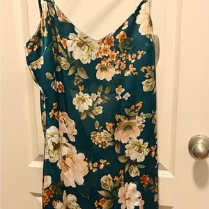 Floral Teal Slip Dress